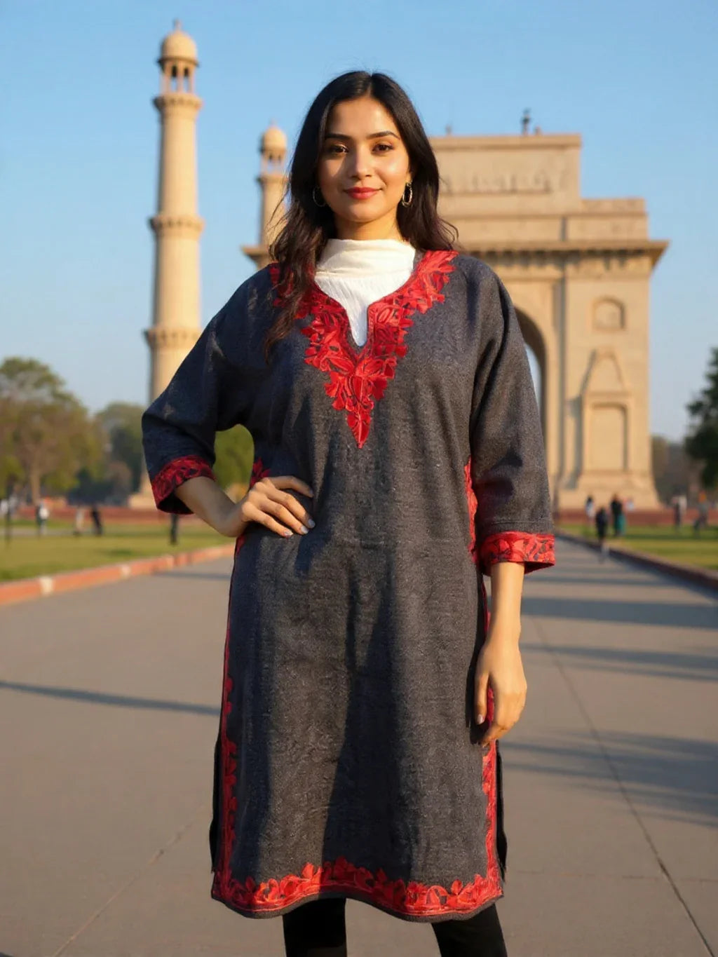 Ladies Yak Wool Faran | Grey XL | Kasmiri Culture