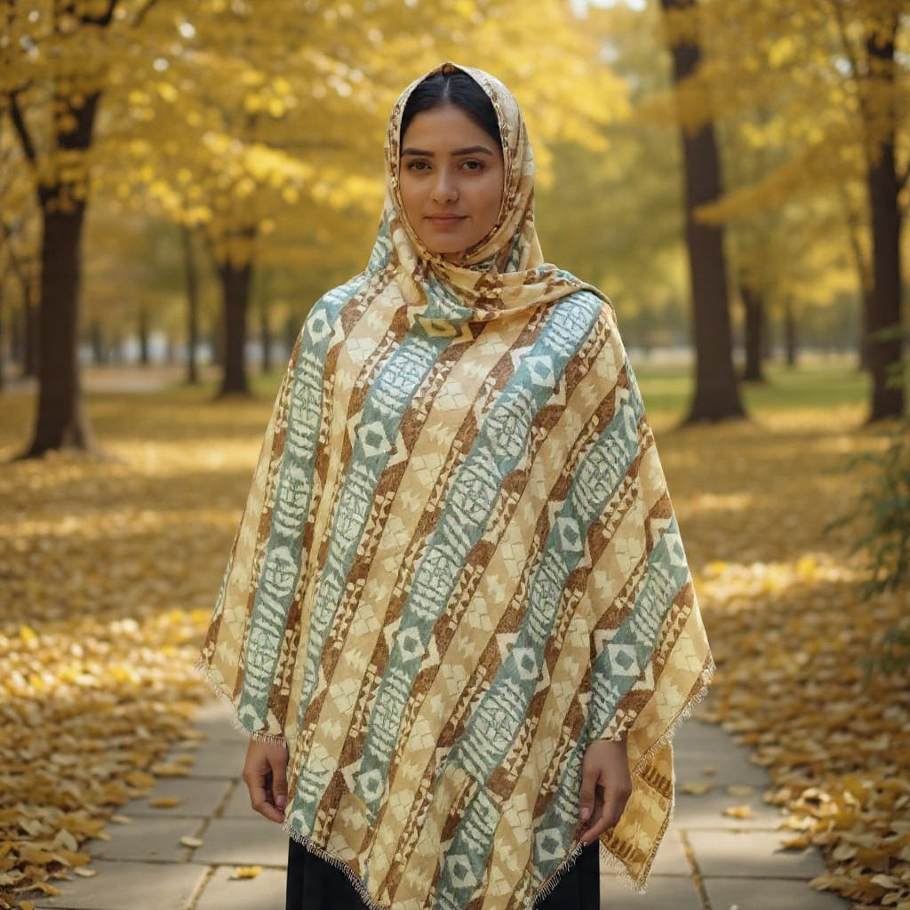 Tibet Yak Wool Shawl | Blanket Size | Multicolour