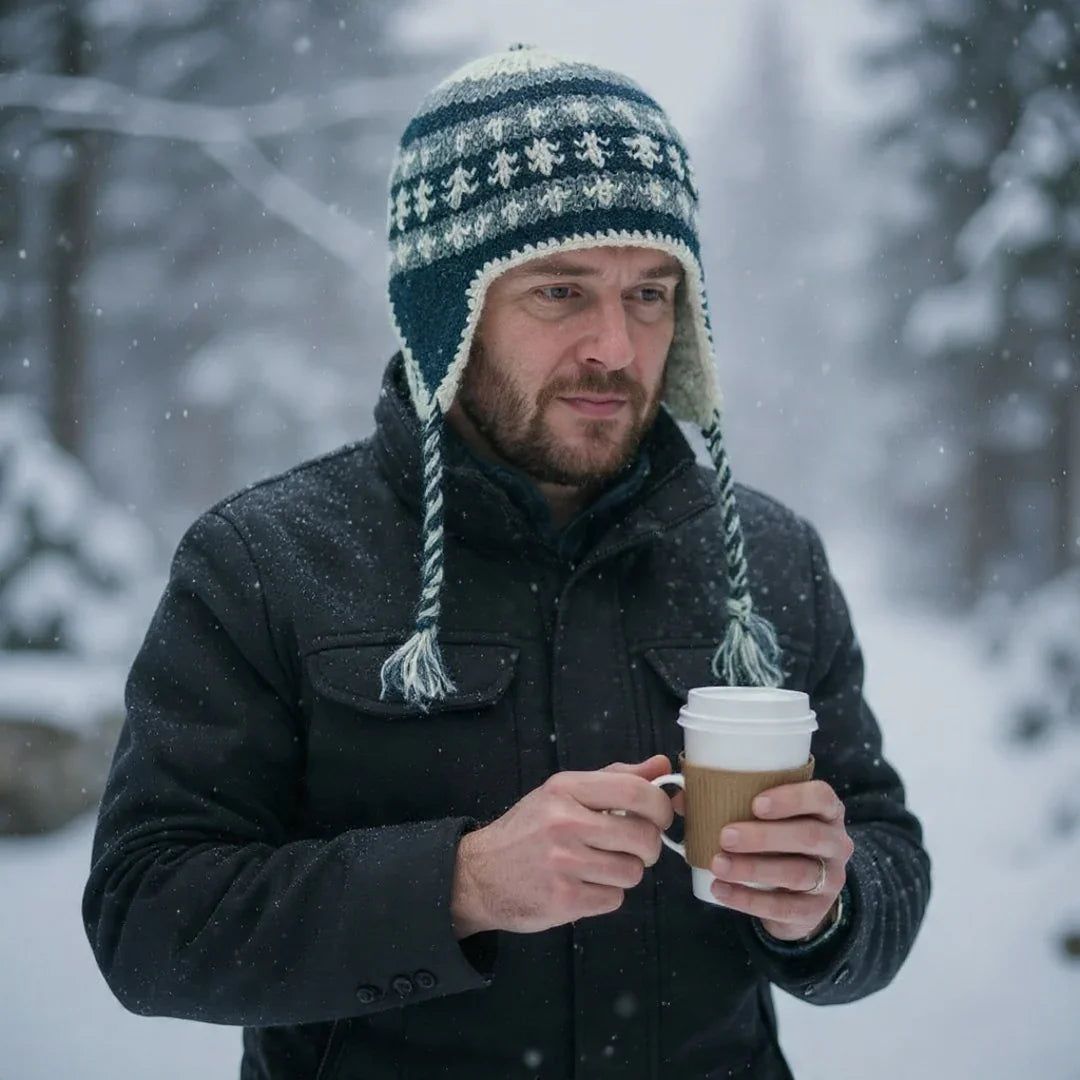 Yakwool Men Cap | Fleece inside | Handwoven