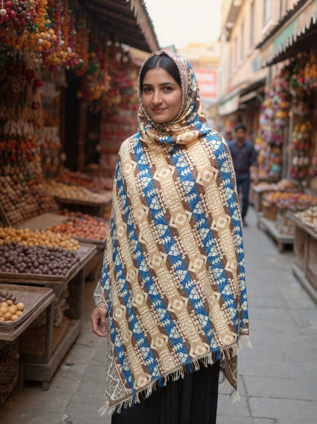 Tibet Yak Wool Shawl | Blanket Size | Multicolour