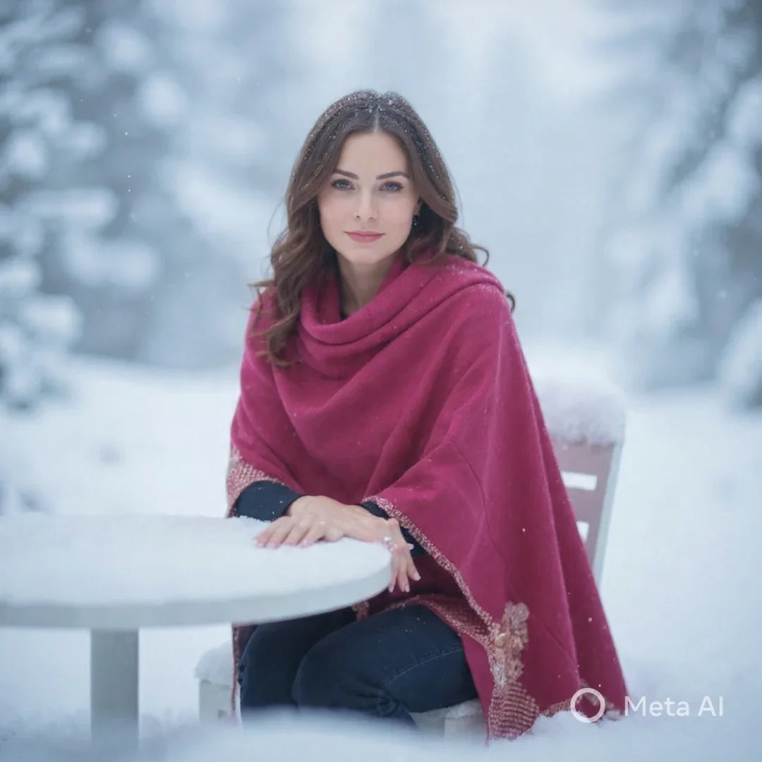 Sozni Work Shawls | Fine wool | Maroon