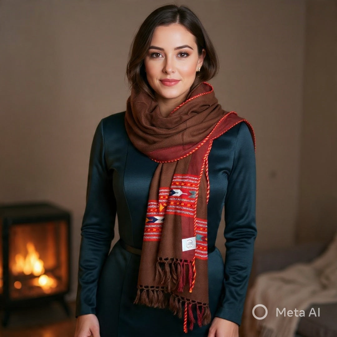 Yak Wool Stoles | Dark Brown colour | Handwoven