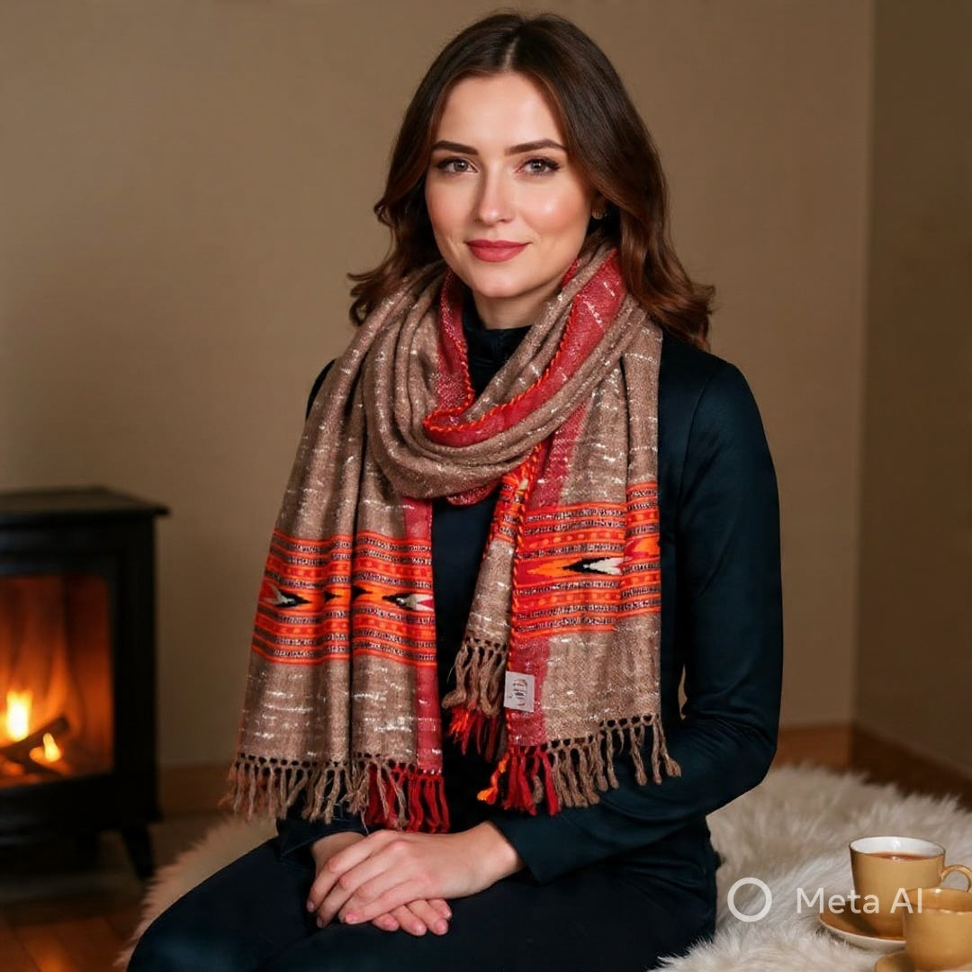 Yak Wool Stoles | Light Chocolate Brown colour | Handwoven