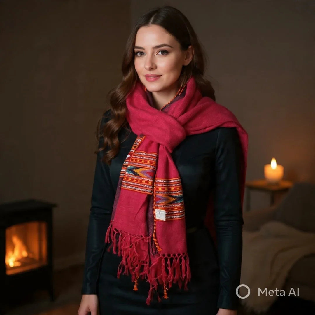 Yak Wool Stoles | Hot Pink colour | Handwoven