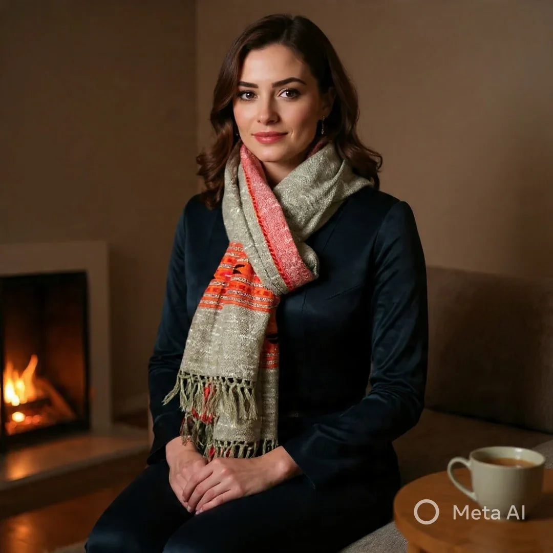 Yak Wool Stoles | Olive Green colour | Handwoven