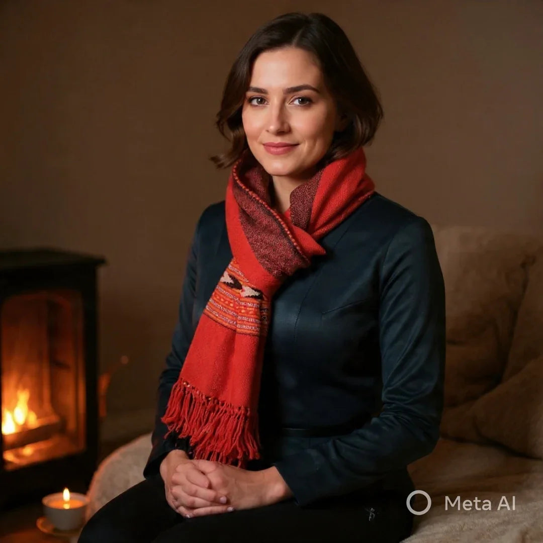 Yak Wool Stoles | Red Colour | Handwoven