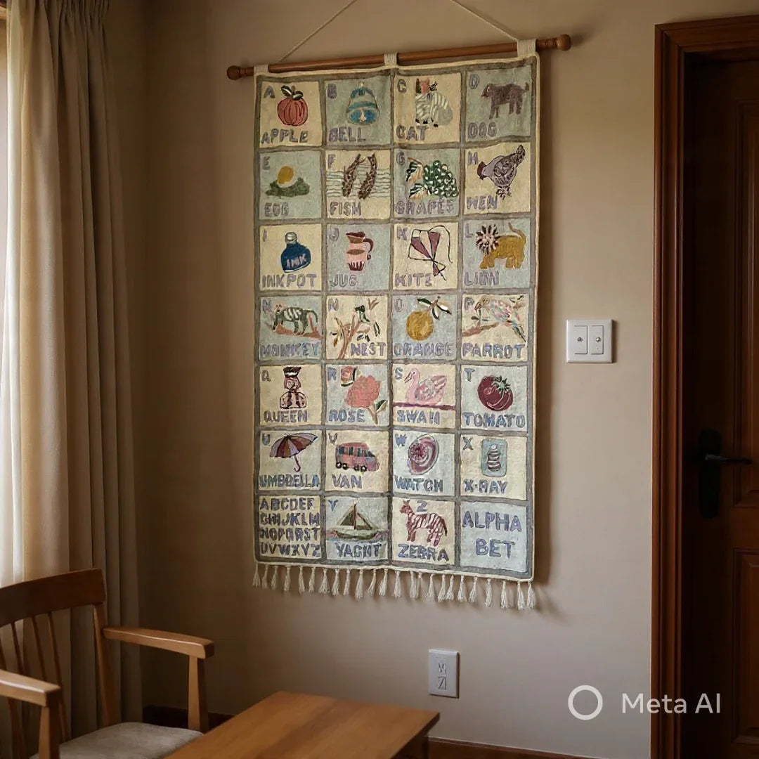 Alphabet ABC Wall Hanging | Kashmiri Hand Chain Stitch | 3ft/5ft