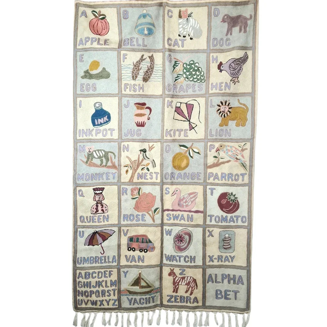 Alphabet ABC Wall Hanging | Kashmiri Hand Chain Stitch | 3ft/5ft