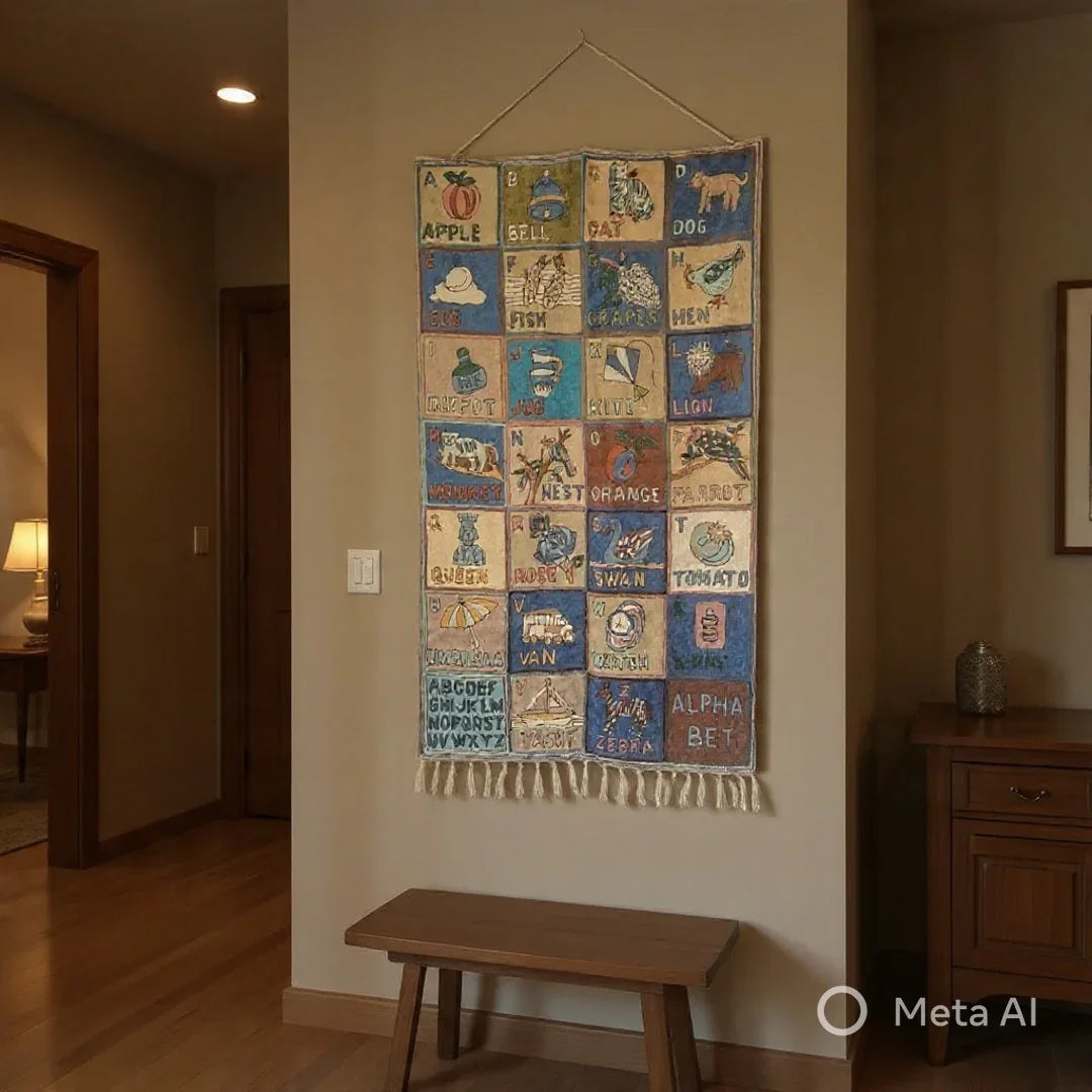 Alphabet ABC Wall Hanging | Kashmiri Hand Chain Stitch | 3ft/5ft