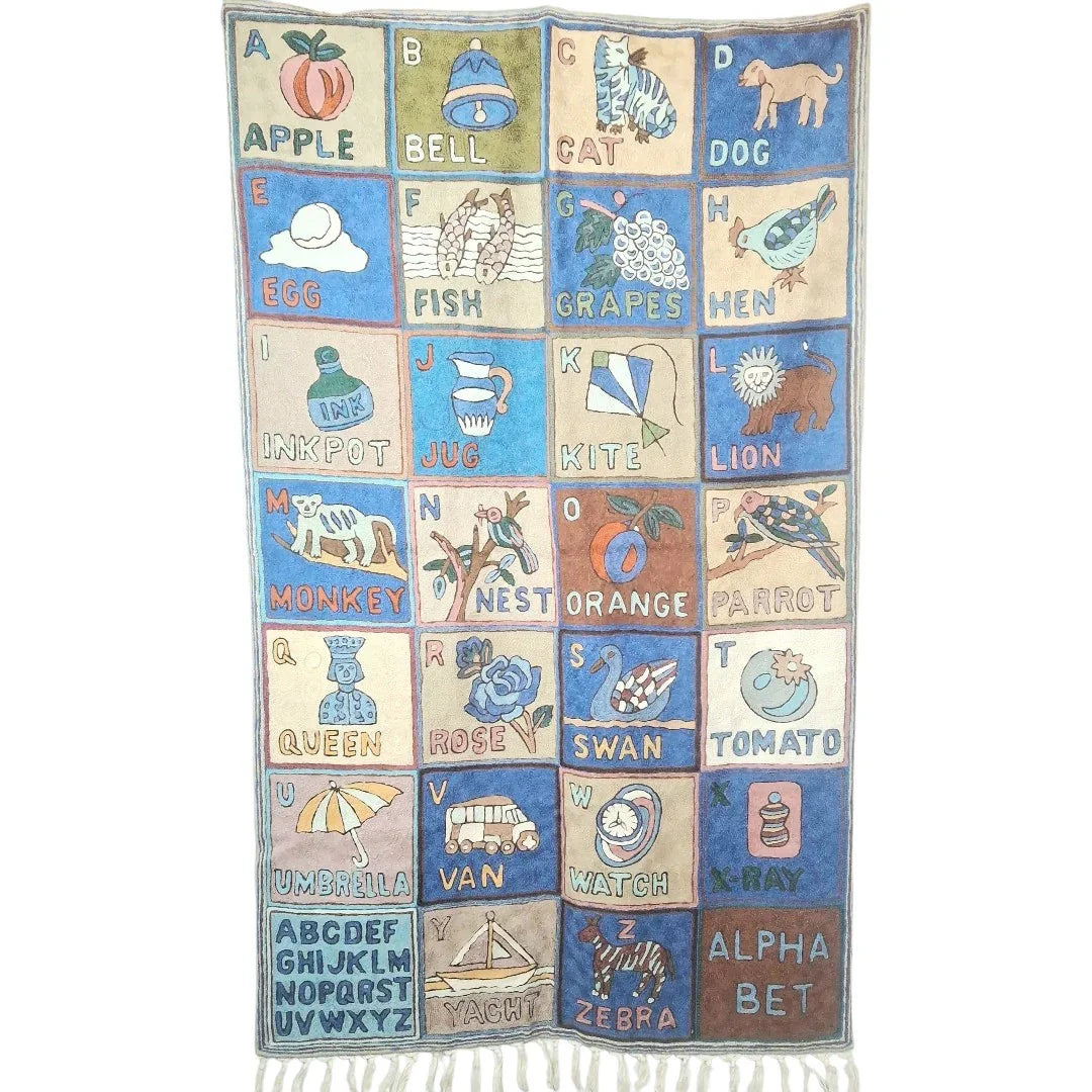 Alphabet ABC Wall Hanging | Kashmiri Hand Chain Stitch | 3ft/5ft