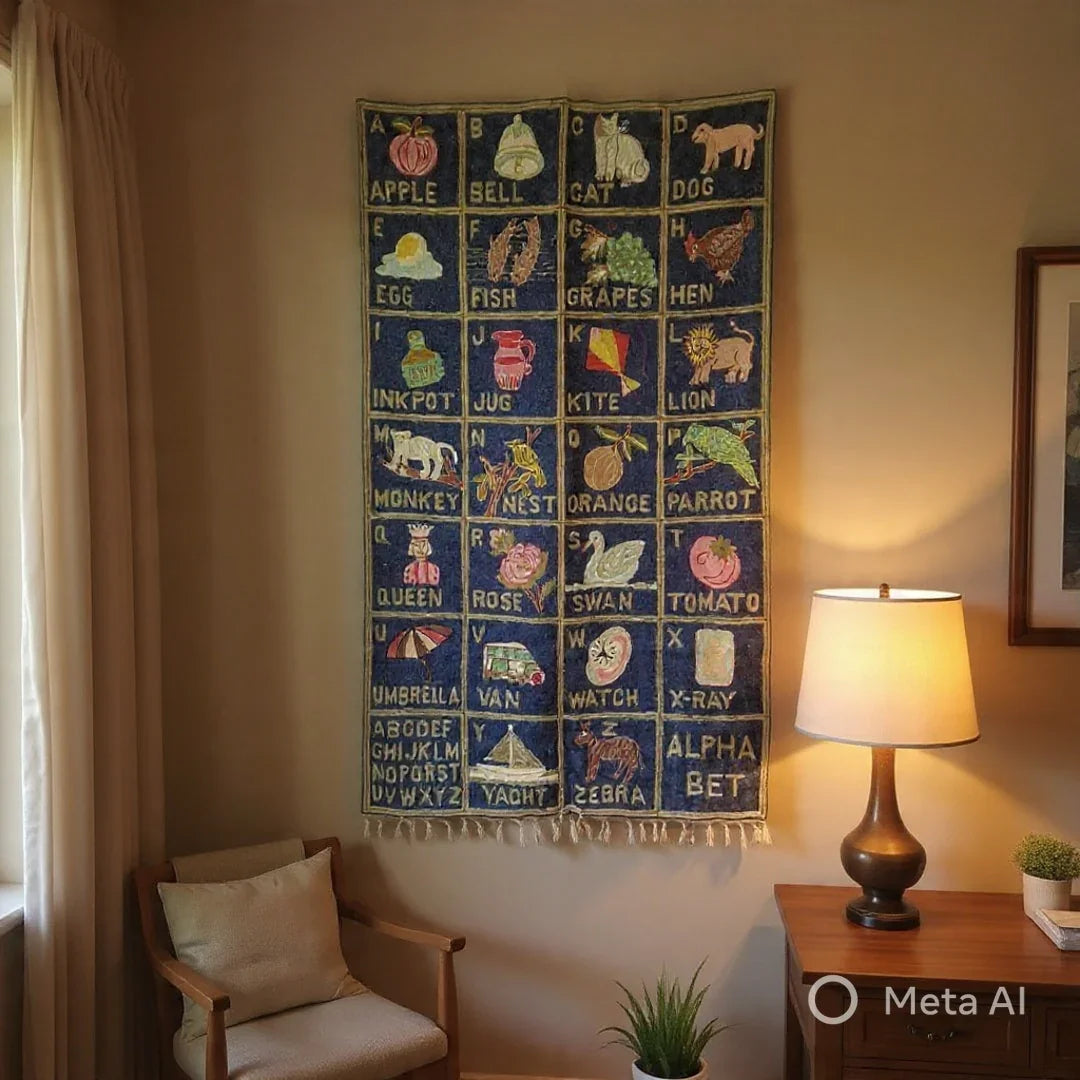 Alphabet ABC Wall Hanging | Kashmiri Hand Chain Stitch | 3ft/5ft