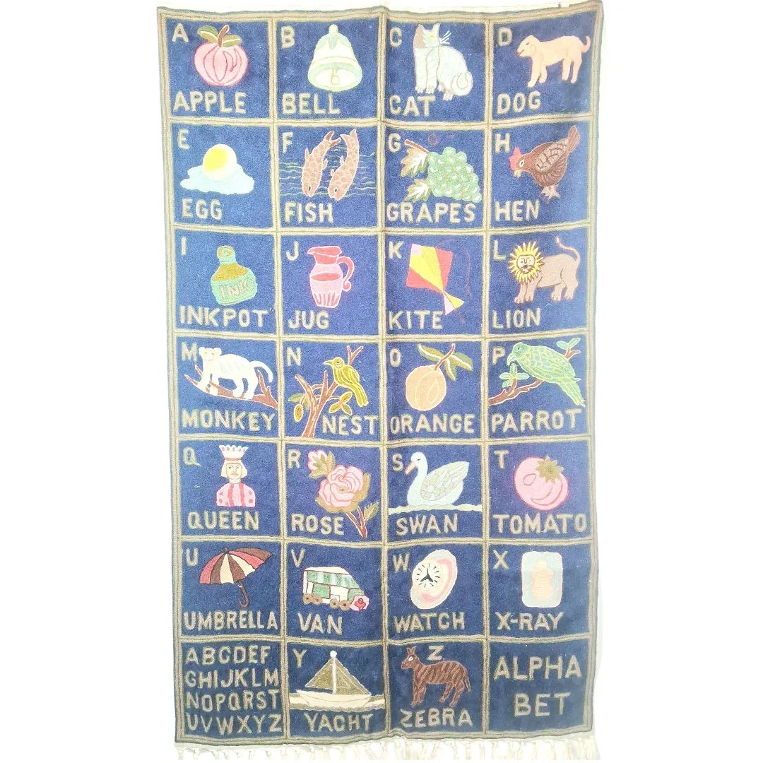 Alphabet ABC Wall Hanging | Kashmiri Hand Chain Stitch | 3ft/5ft