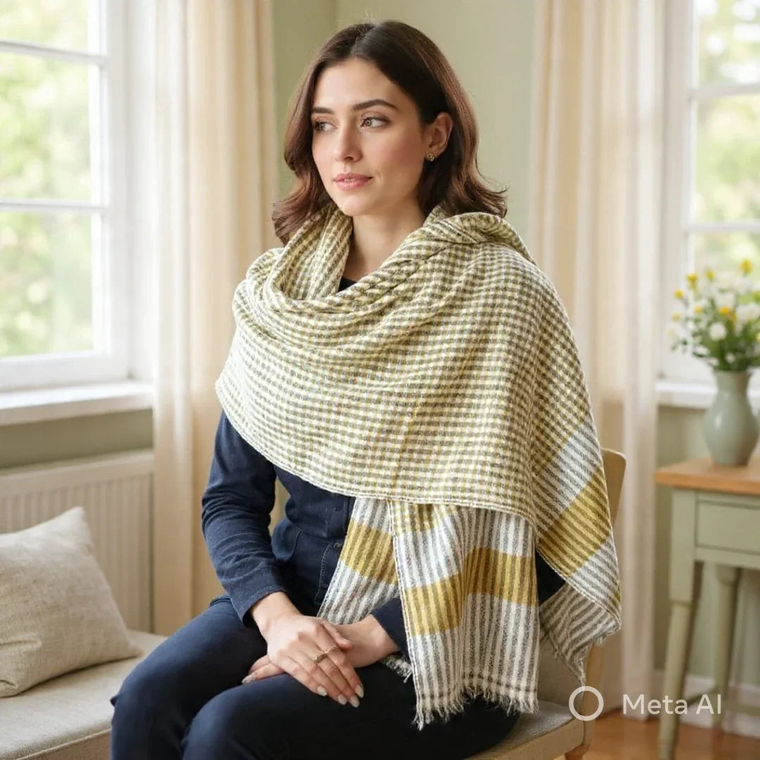 Ladies Semi Pashmina Stoles | Neck Scarf | Reversible