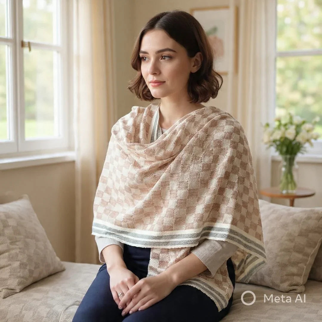 Ladies Semi Pashmina Stole | Reversible | Neck Scarf