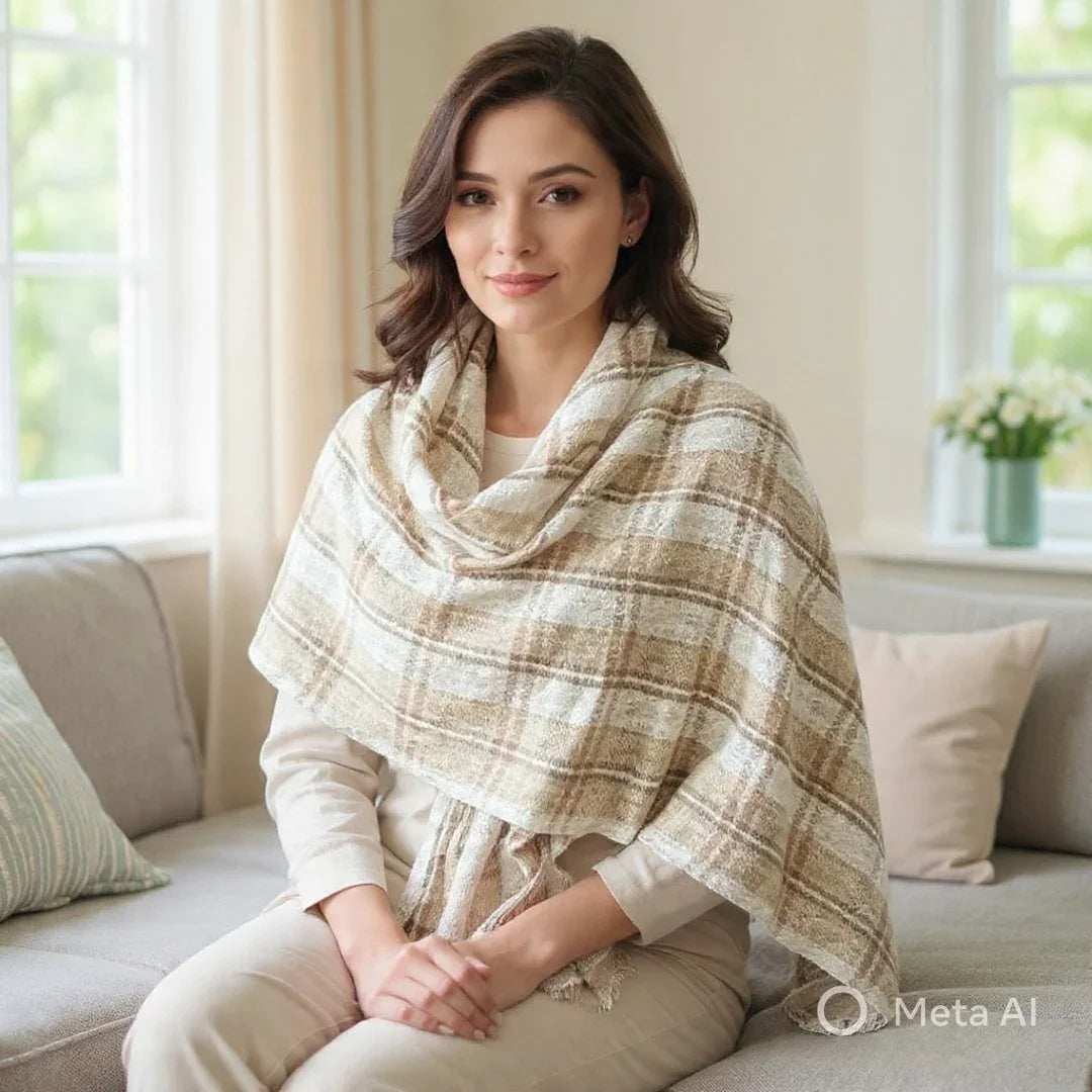 Ladies Semi Pashmina Stole | Reversible | Neck Scarf