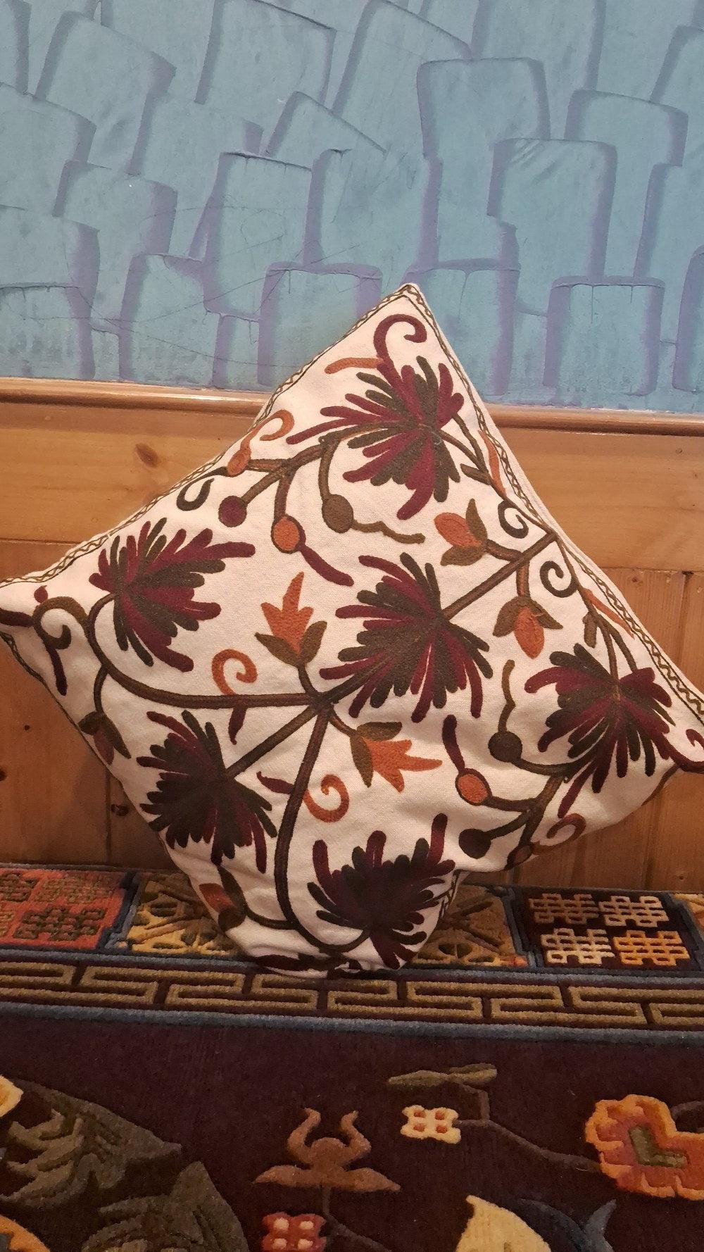 Crewel Cushion Cover | 6 Piece Set | Handmade - ZANSKAR ARTS
