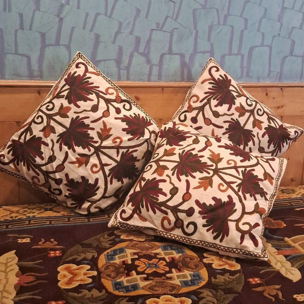 Crewel Cushion Cover | 6 Piece Set | Handmade - ZANSKAR ARTS