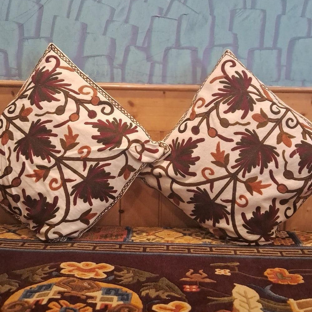 Crewel Cushion Cover | 6 Piece Set | Handmade - ZANSKAR ARTS