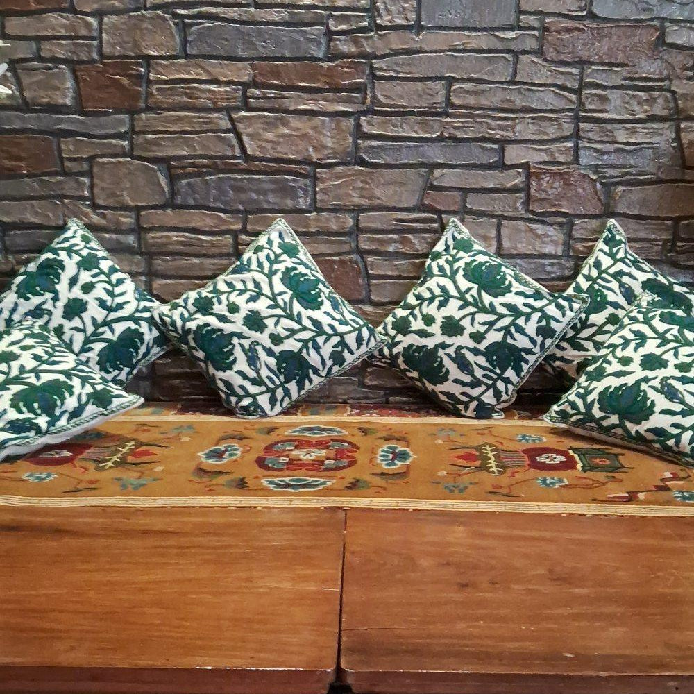 Crewel Cushion Cover | 6 Piece Set | Handmade - ZANSKAR ARTS