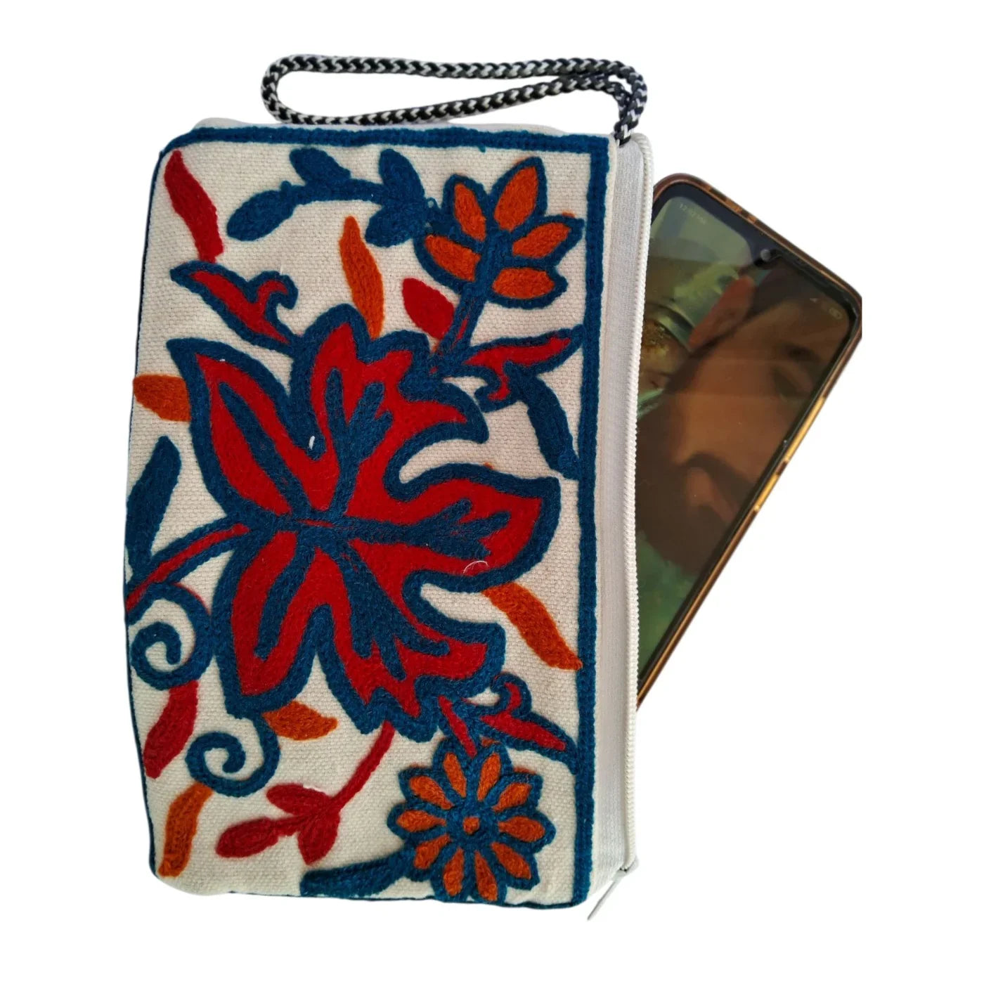 Hand Pouch | Crewel Clutch | Kashmiri Crewel Embrodery