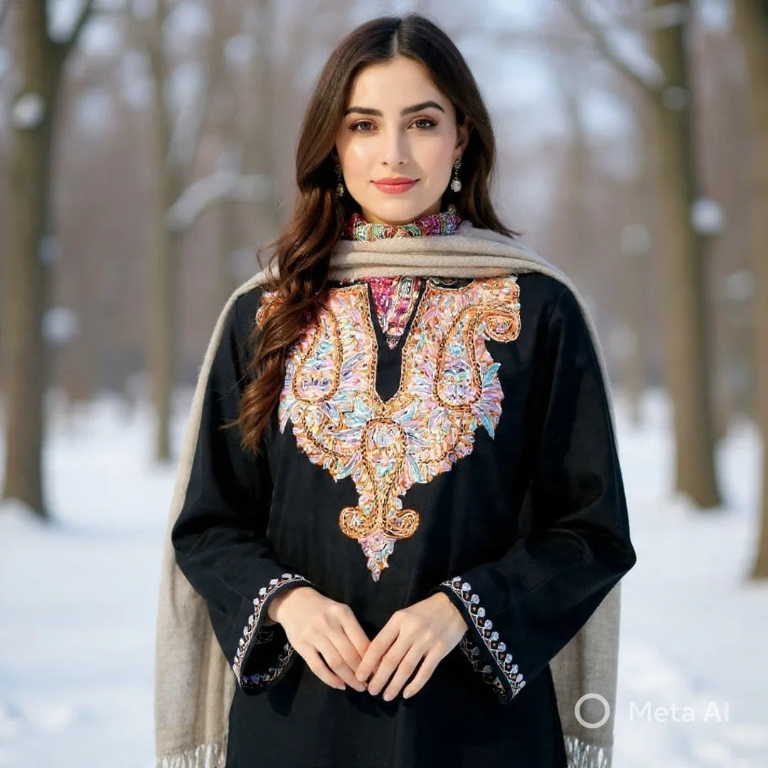 Women Cashmilon Kurties | Needle Work Kurties | Kashmiri Culture