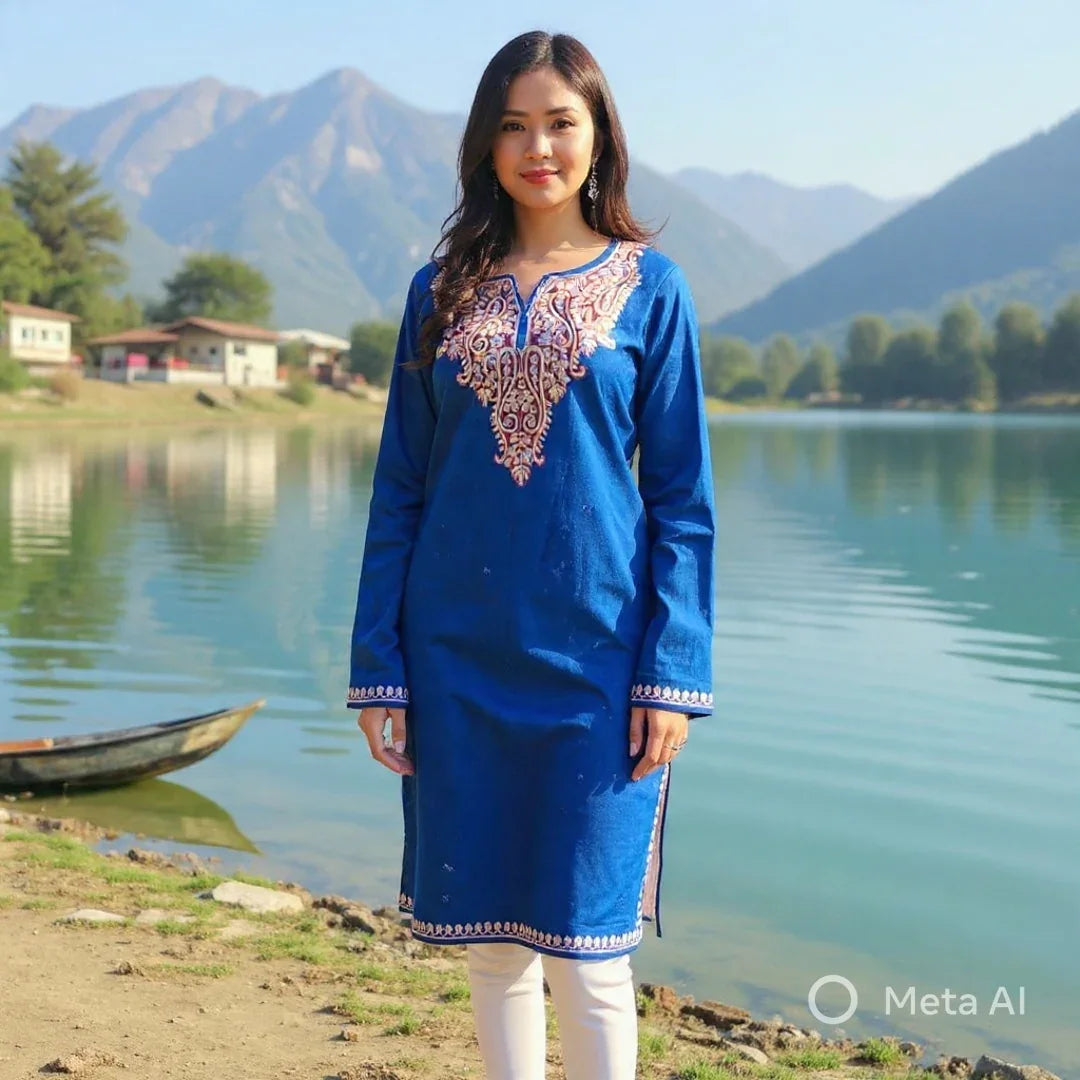 Women Cashmilon Kurties | Needle Work Kurties | Kashmiri Culture