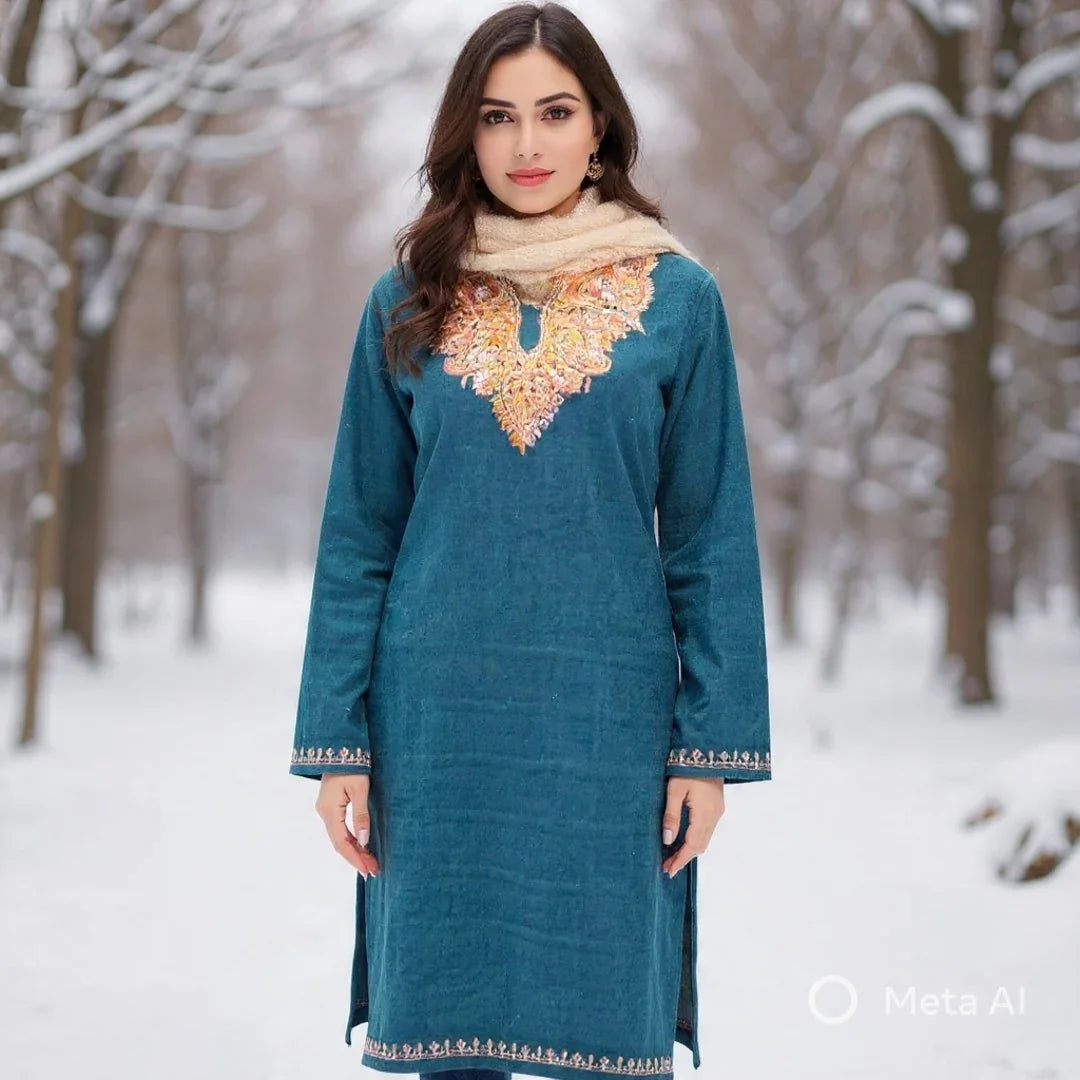 Women Cashmilon Kurties | Needle Work Kurties | Kashmiri Culture