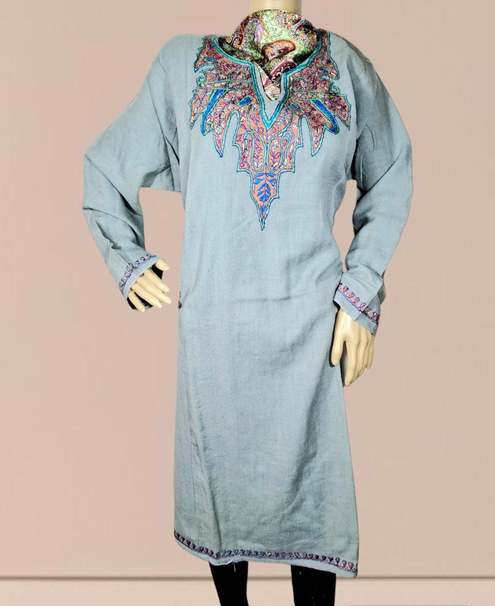 Women Cashmilon Kurties | Needle Work Kurties | Kashmiri Culture - ZANSKAR ARTS