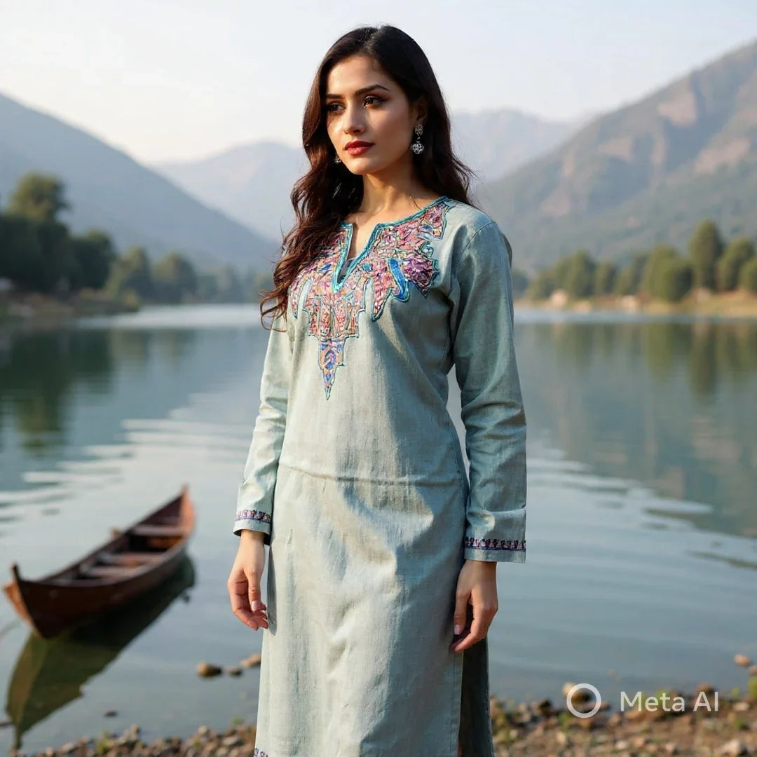 Women Cashmilon Kurties | Needle Work Kurties | Kashmiri Culture