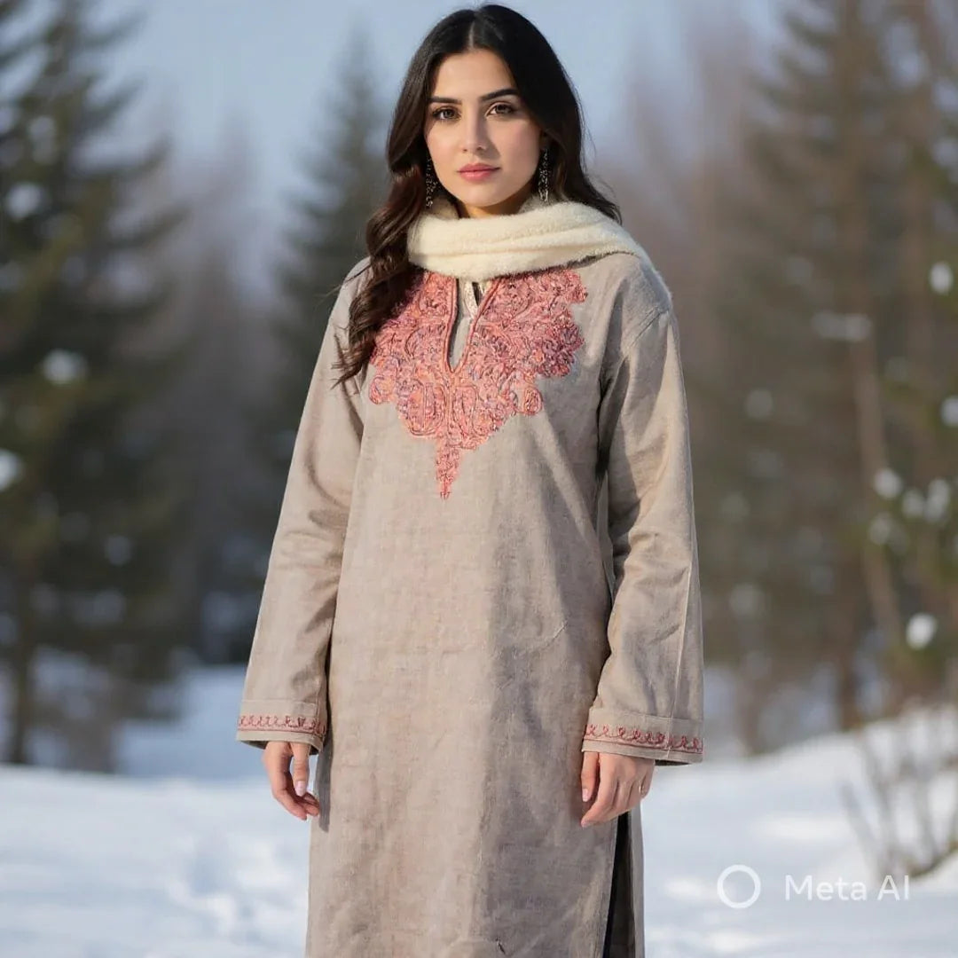 Women Cashmilon Kurties | Needle Work Kurties | Kashmiri Culture