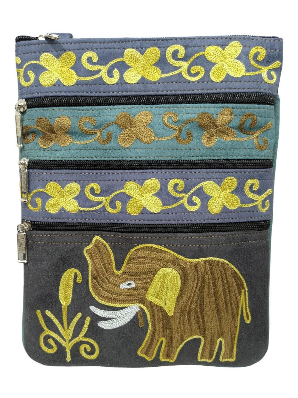 Suede Leather Sling Bag | Embroidery 5 Zipper | Sling Bag For Girls - ZANSKAR ARTS