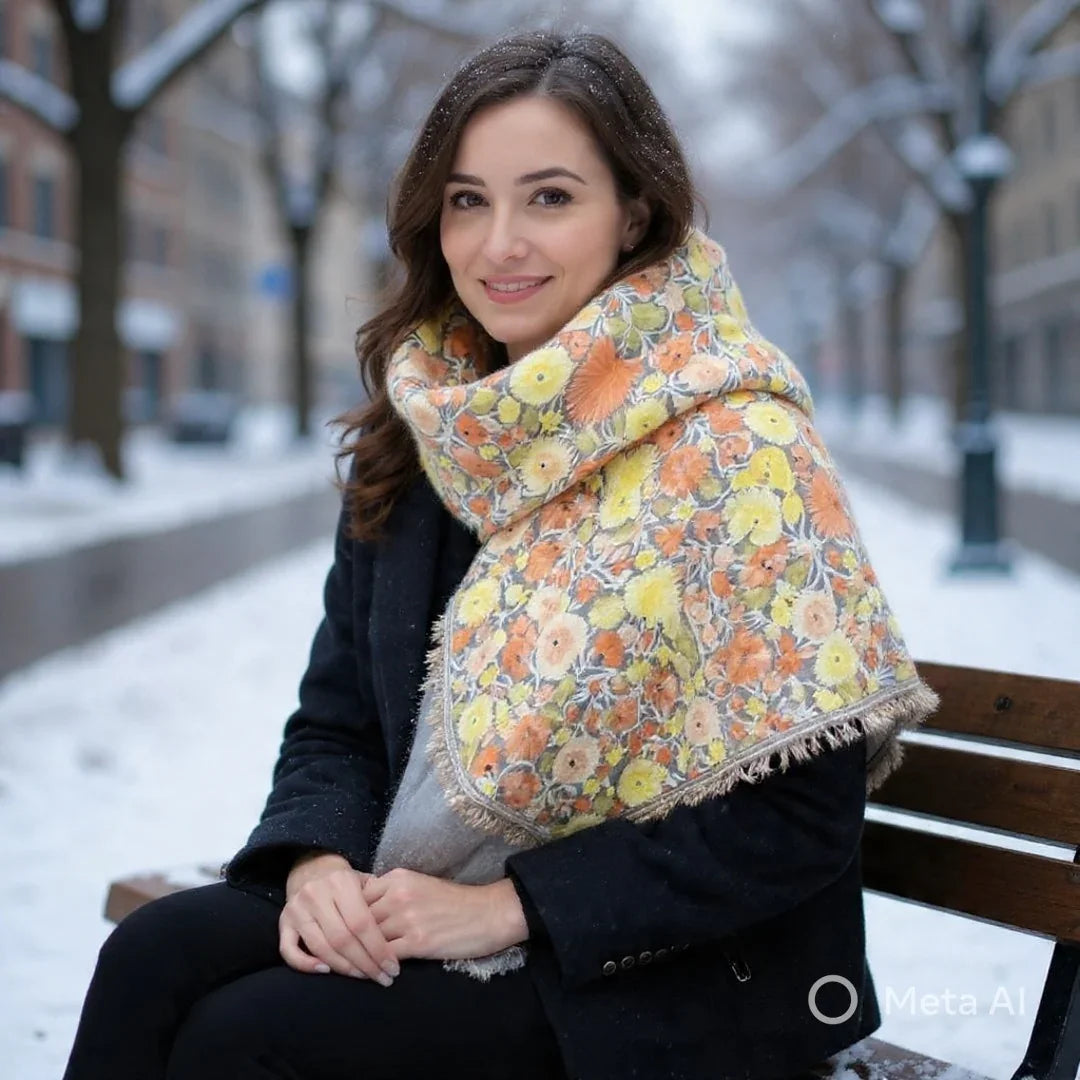 Kashmiri Wool Stole | Full Aari Work Stole | Handwoven