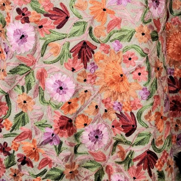 Kashmiri Wool Stole | Full Aari Work Stole | Handwoven - ZANSKAR ARTS