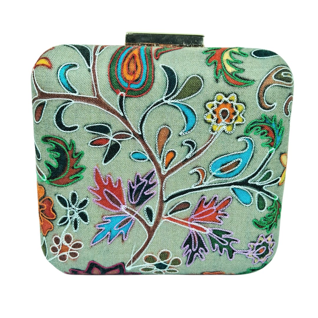 Floral Thread Charm Clutch Bag | Shoulder Chain Strap | Casual Hand Purse