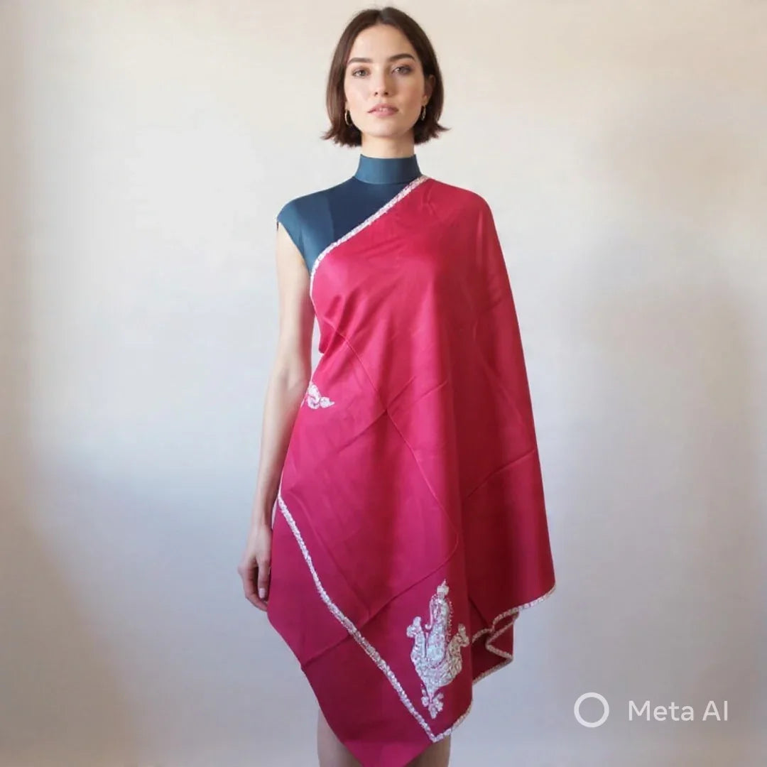 Fine Wool Shawl | Needle Work Shawl | Maaroon