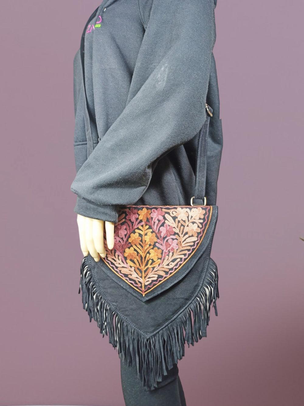 Suede Leather Heart Bag | Embroidery Heart Bag | Sling Bag For Girls - ZANSKAR ARTS