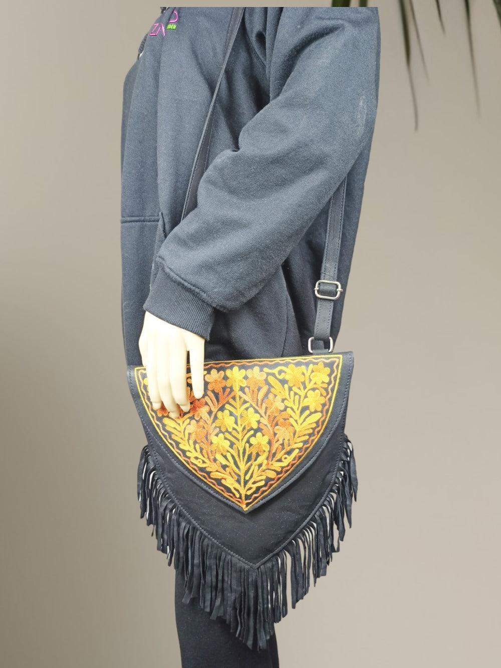 Suede Leather Heart Bag | Embroidery Heart Bag | Sling Bag For Girls - ZANSKAR ARTS