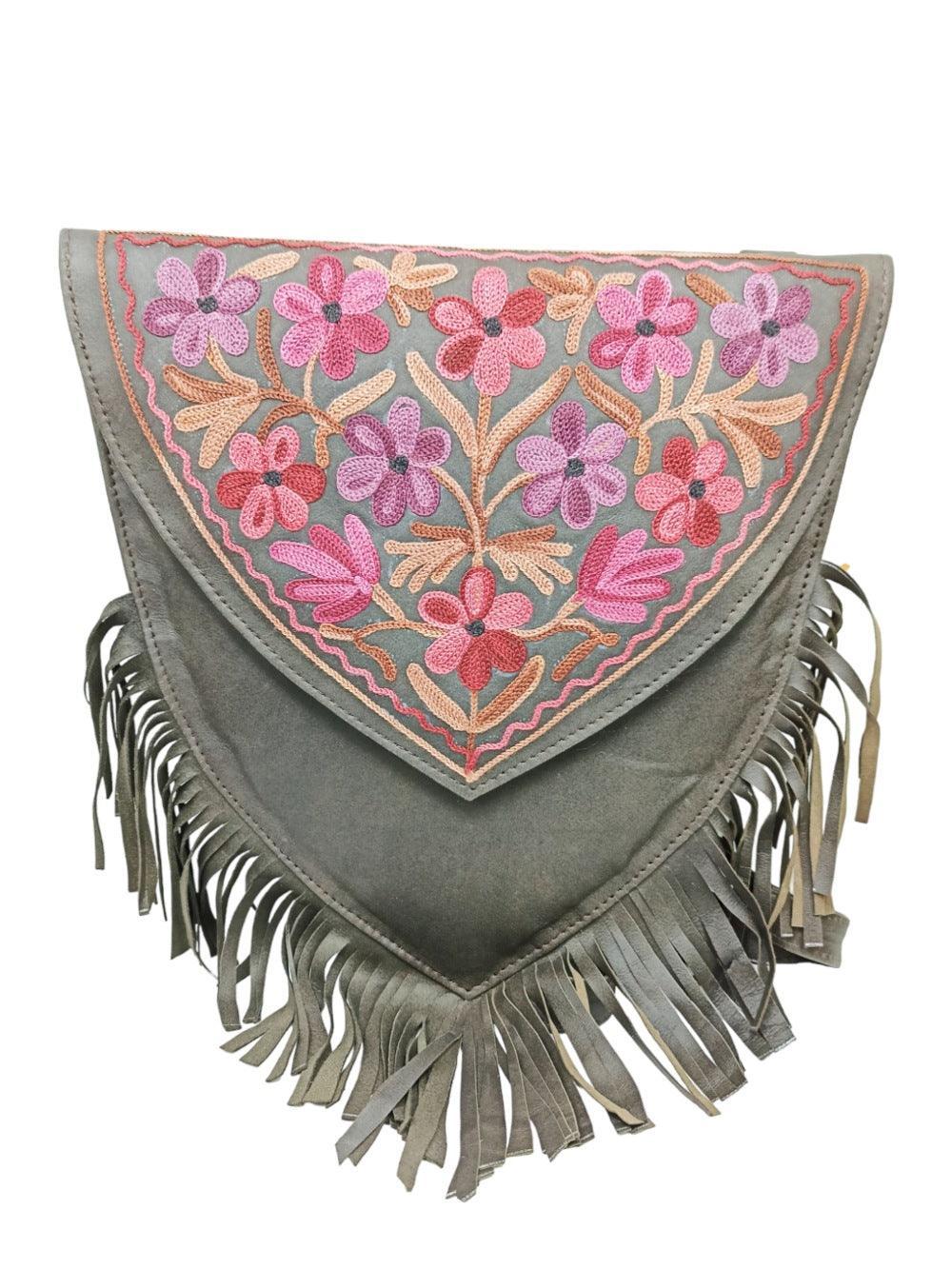 Suede Leather Heart Bag | Embroidery Heart Bag | Sling Bag For Girls - ZANSKAR ARTS