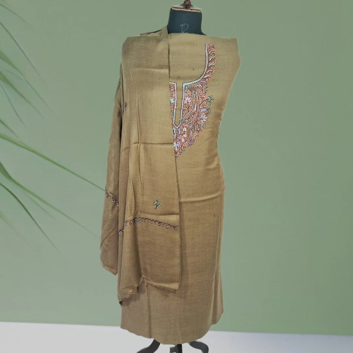 Kashmiri Sozni Work Suit | Woollen Suit | Unstitched Suit