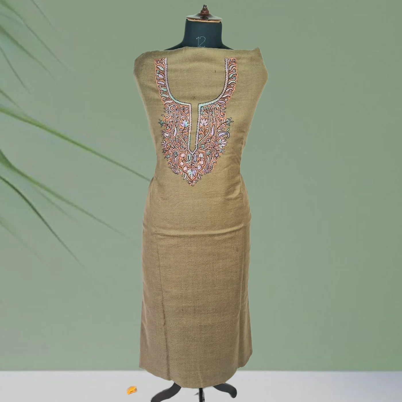 Kashmiri Sozni Work Suit | Woollen Suit | Unstitched Suit