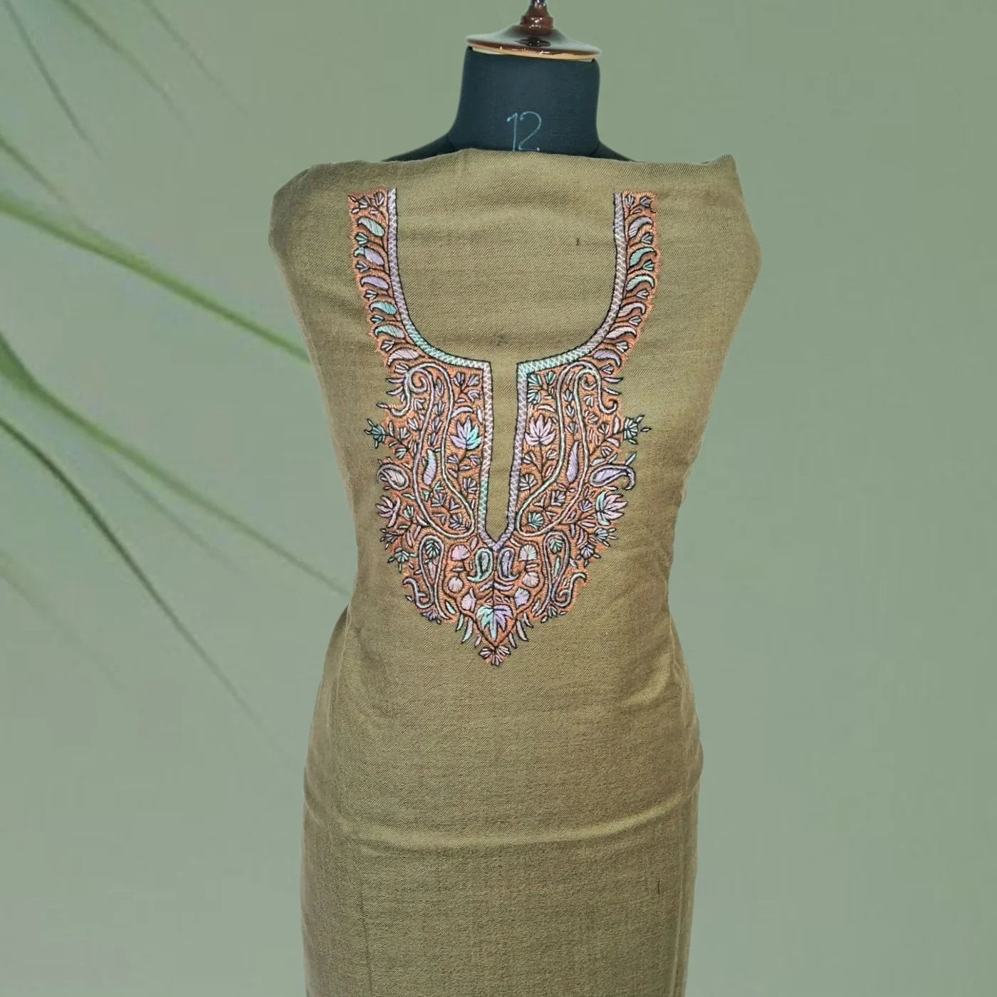 Kashmiri Sozni Work Suit | Woollen Suit | Unstitched Suit