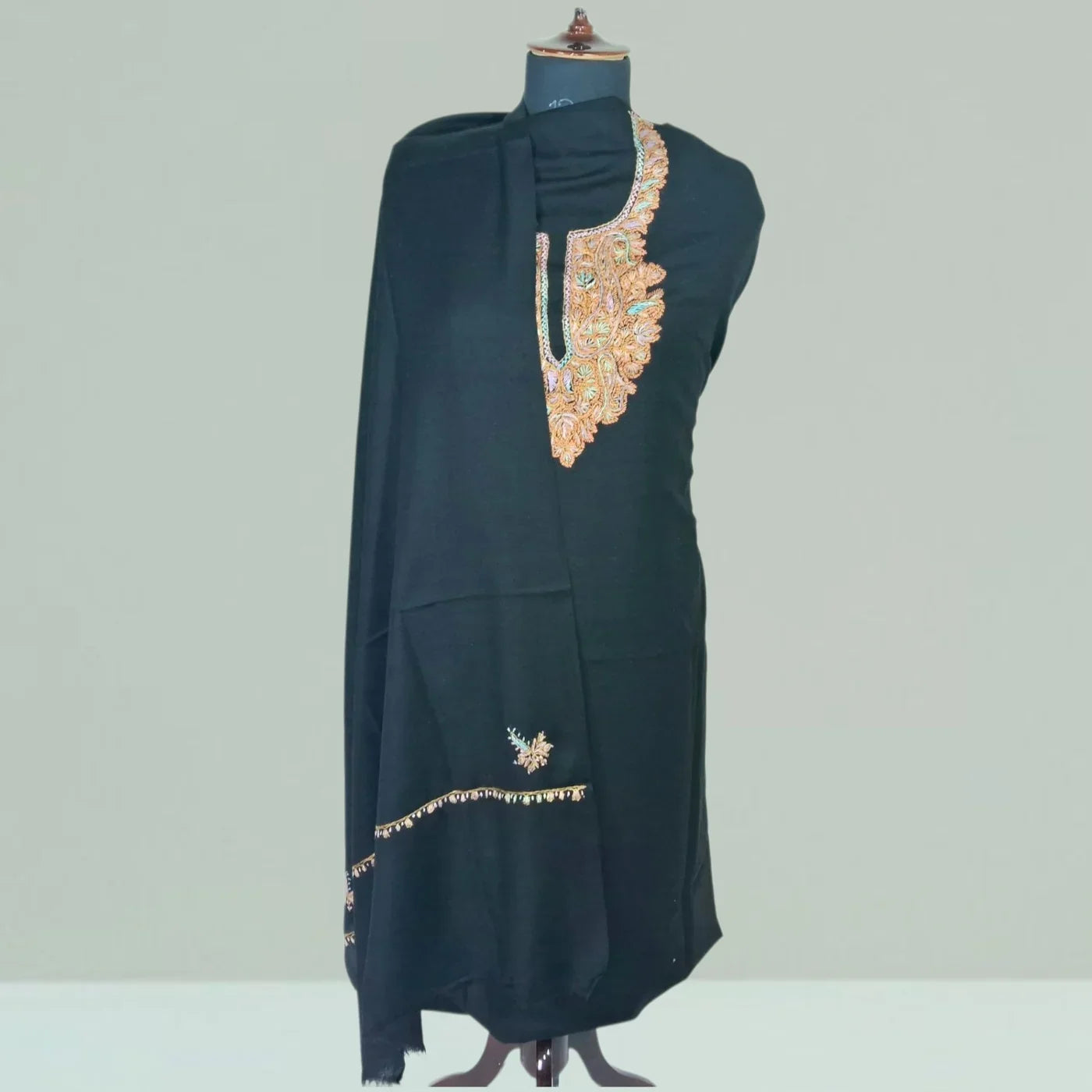 Kashmiri Sozni Work Suit | Woollen Suit | Unstitched Suit