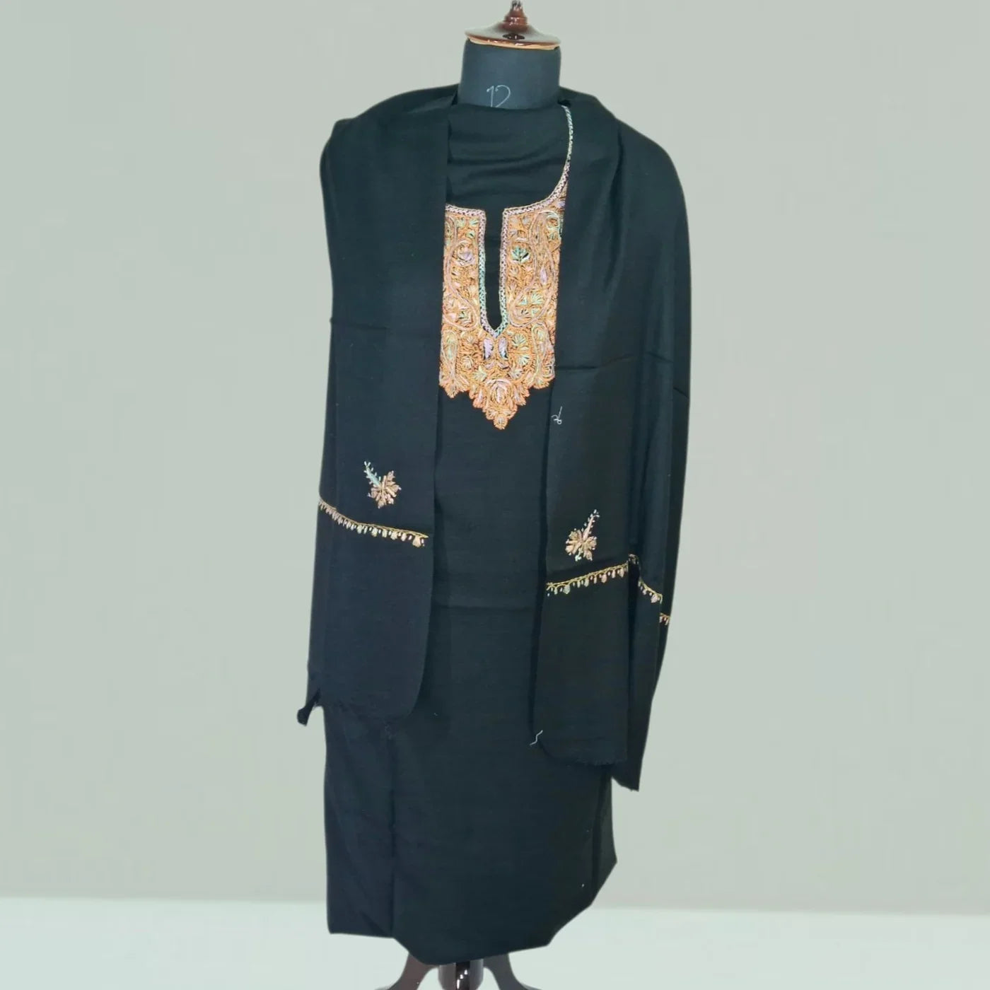 Kashmiri Sozni Work Suit | Woollen Suit | Unstitched Suit