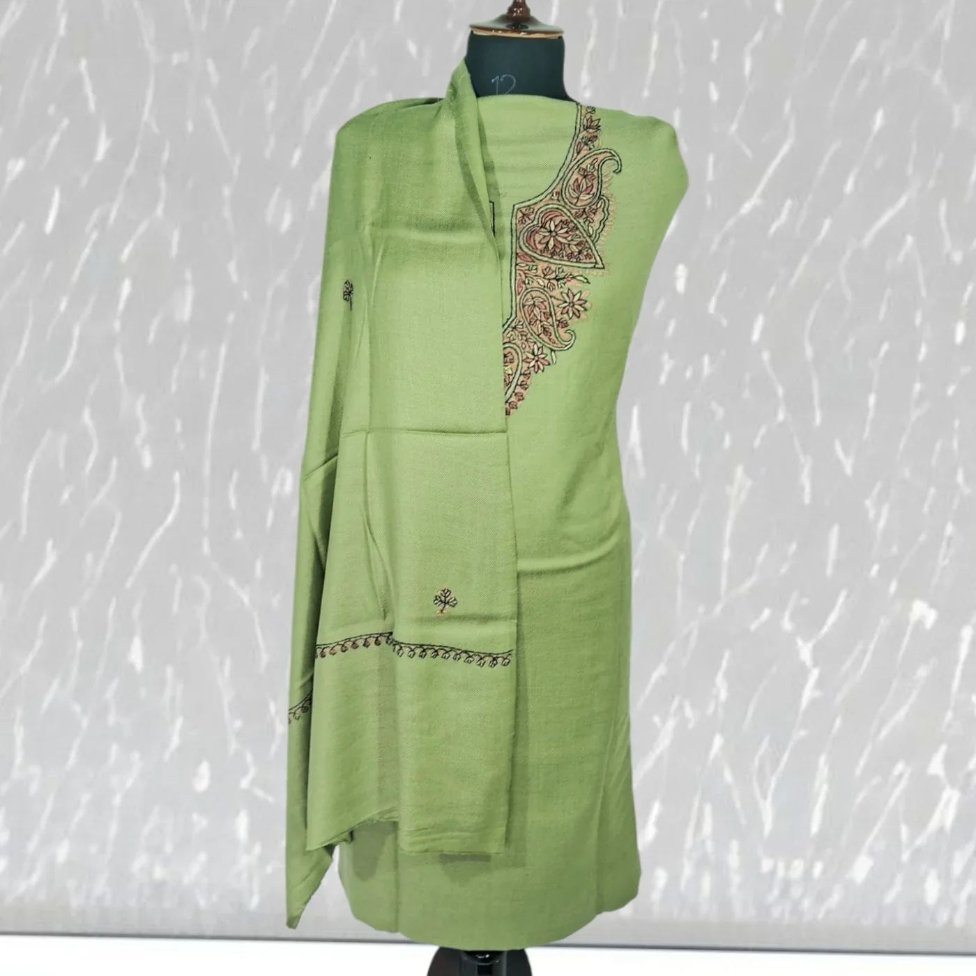 Kashmiri Sozni Work Suit | Woollen Suit | Unstitched Suit