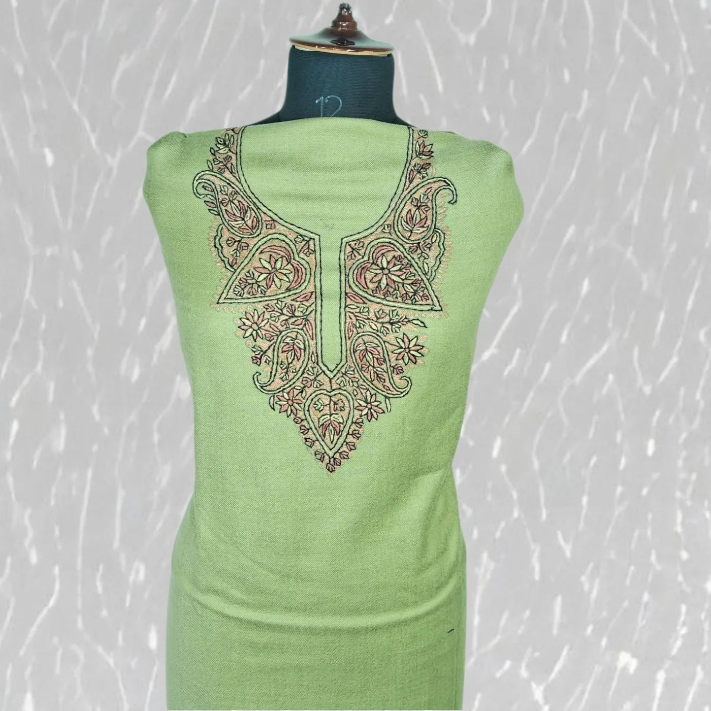 Kashmiri Sozni Work Suit | Woollen Suit | Unstitched Suit