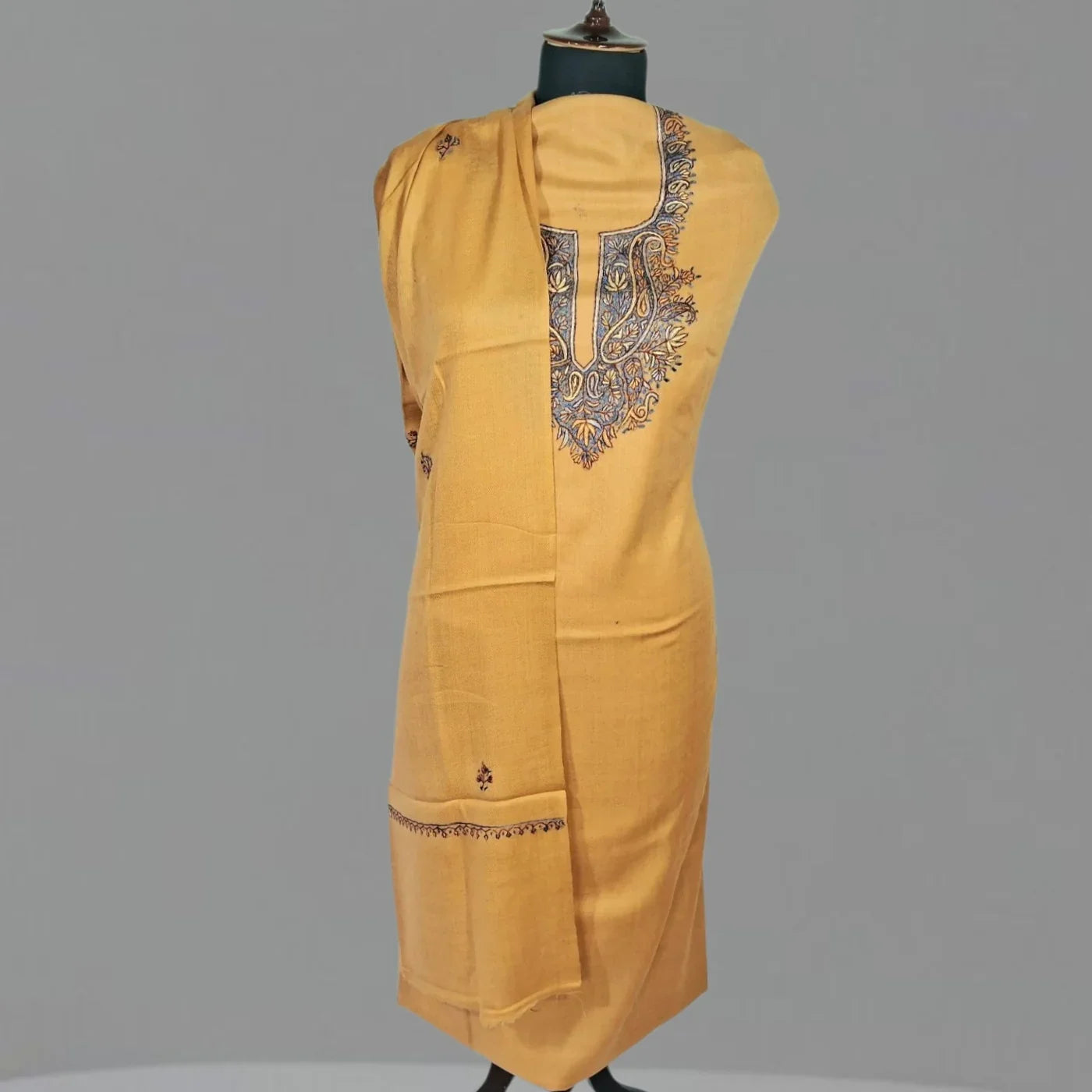 Kashmiri Sozni Work Suit | Woollen Suit | Unstitched Suit