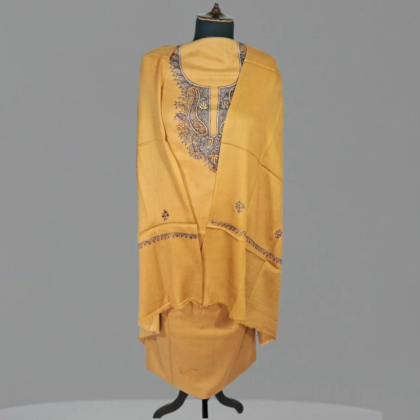 Kashmiri Sozni Work Suit | Woollen Suit | Unstitched Suit