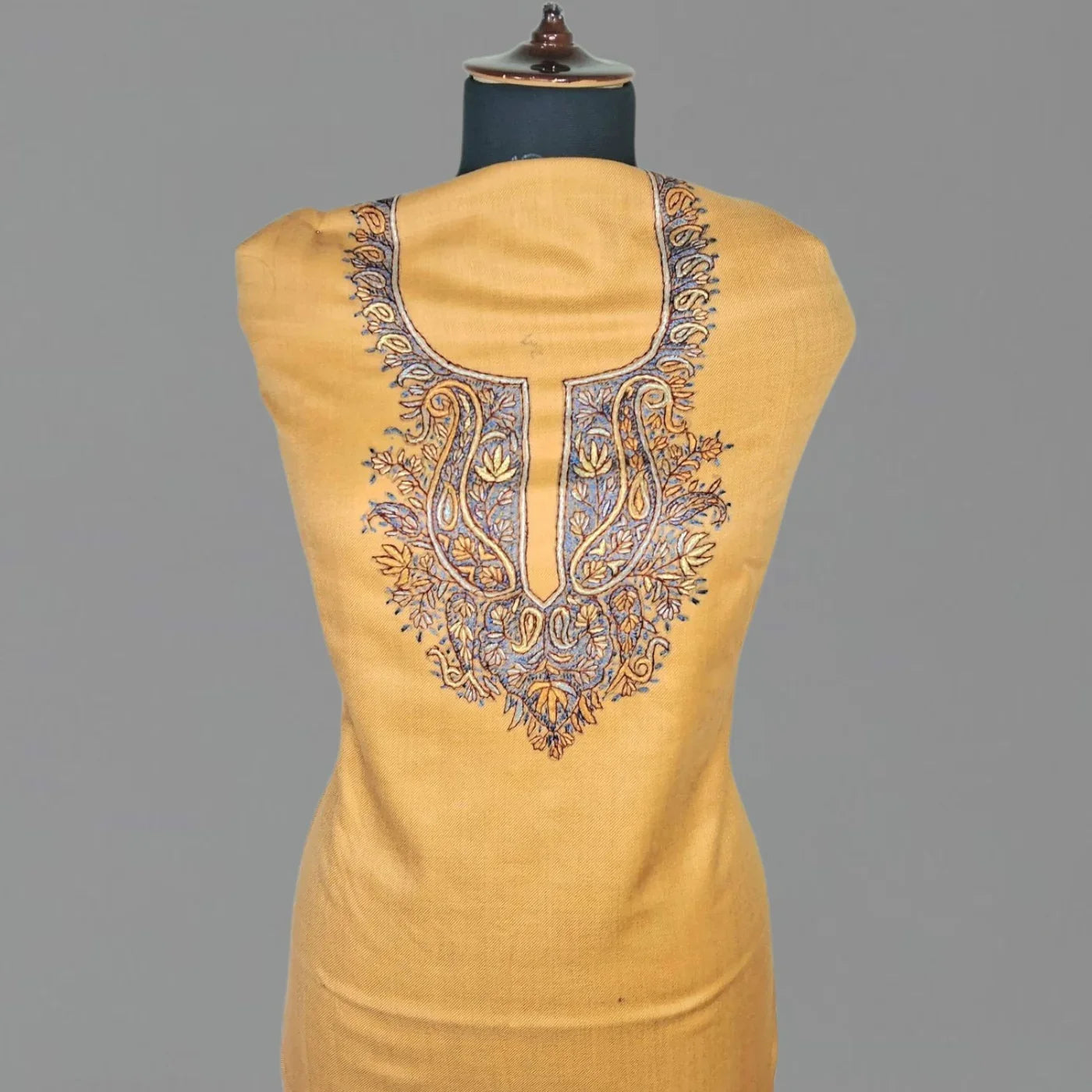 Kashmiri Sozni Work Suit | Woollen Suit | Unstitched Suit