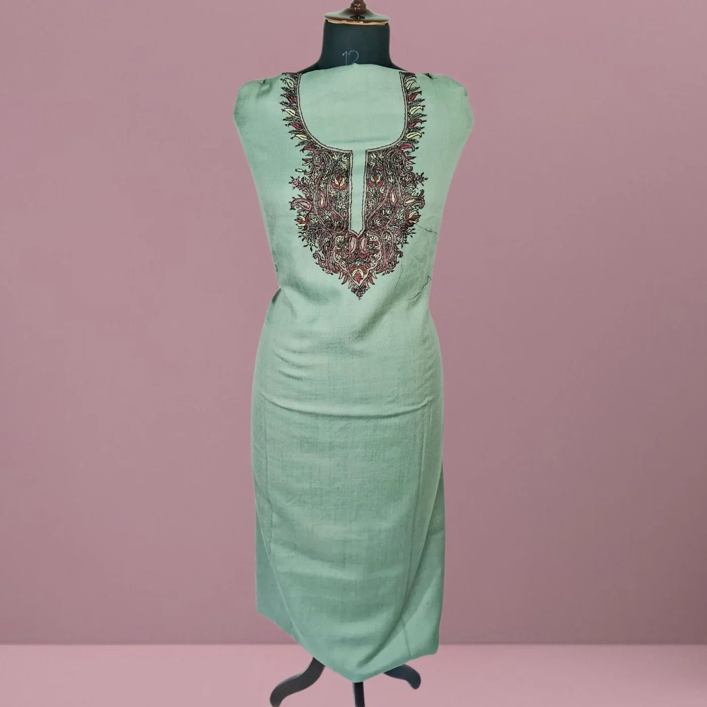 Kashmiri Sozni Work Suit | Woollen Suit | Unstitched Suit