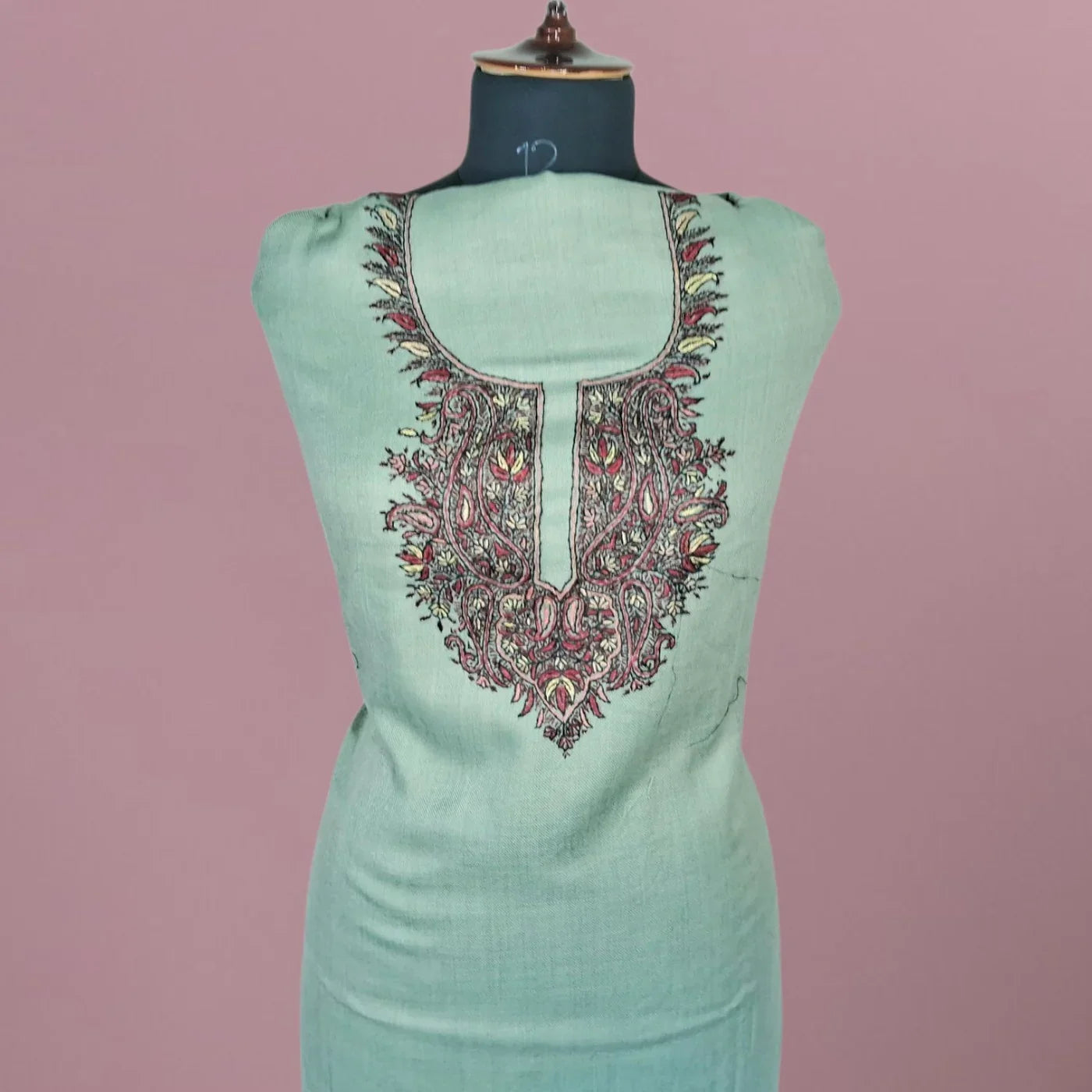 Kashmiri Sozni Work Suit | Woollen Suit | Unstitched Suit